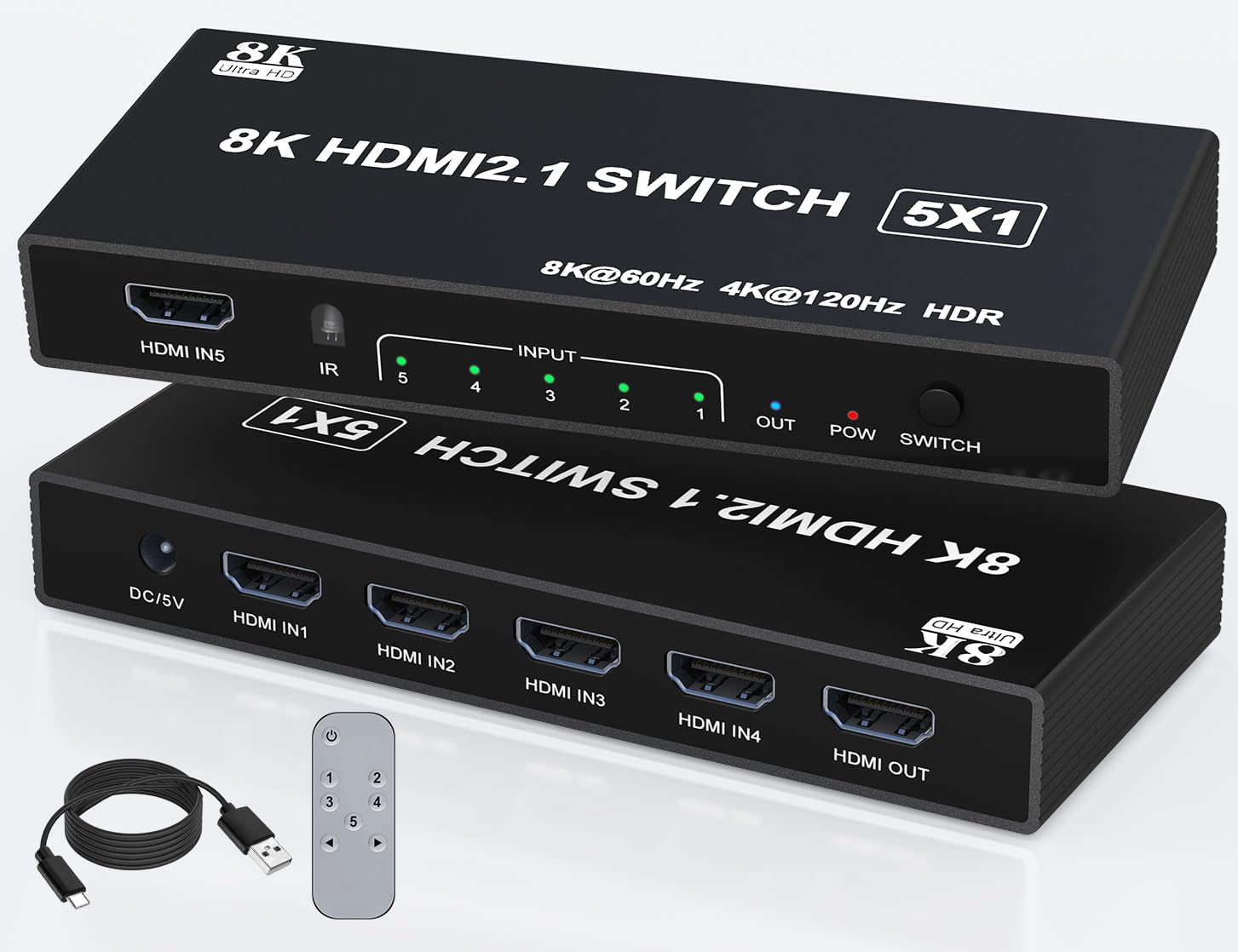 Amazon.com: HDMI Switch 4k@120Hz 8K@60Hz - 5 in 1 Out HDMI 2.1